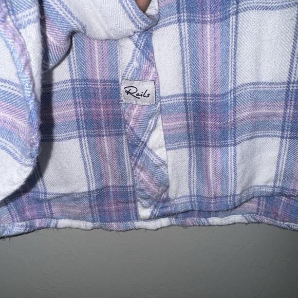 Rails Hunter Flannel Button Down Shirt Woman’s S White Lavender Blue - Picture 5 of 10